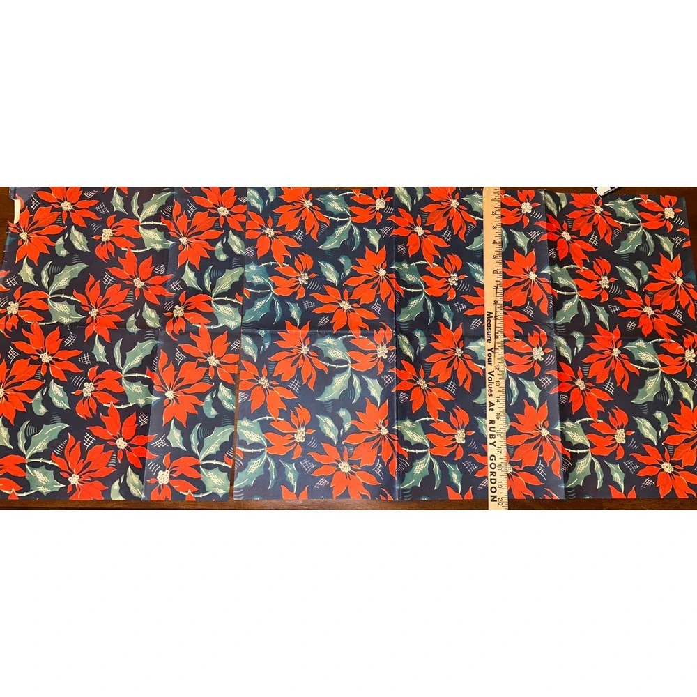 Vintage Christmas Poinsettia Gift Wrap Wrapping Papper UNUSED‎